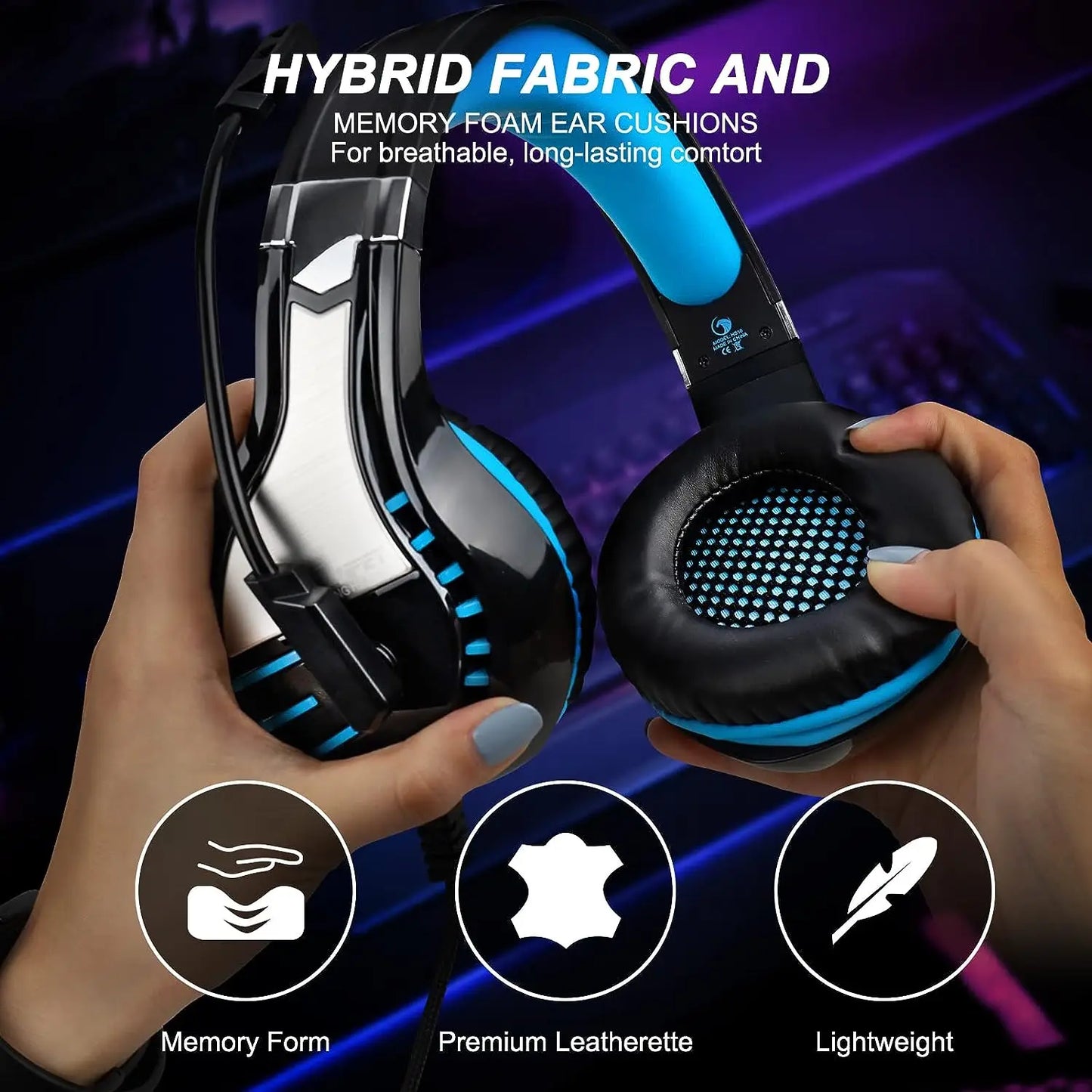 3.5mm Wired Gaming Headphones With Microphone 120° Adjustable