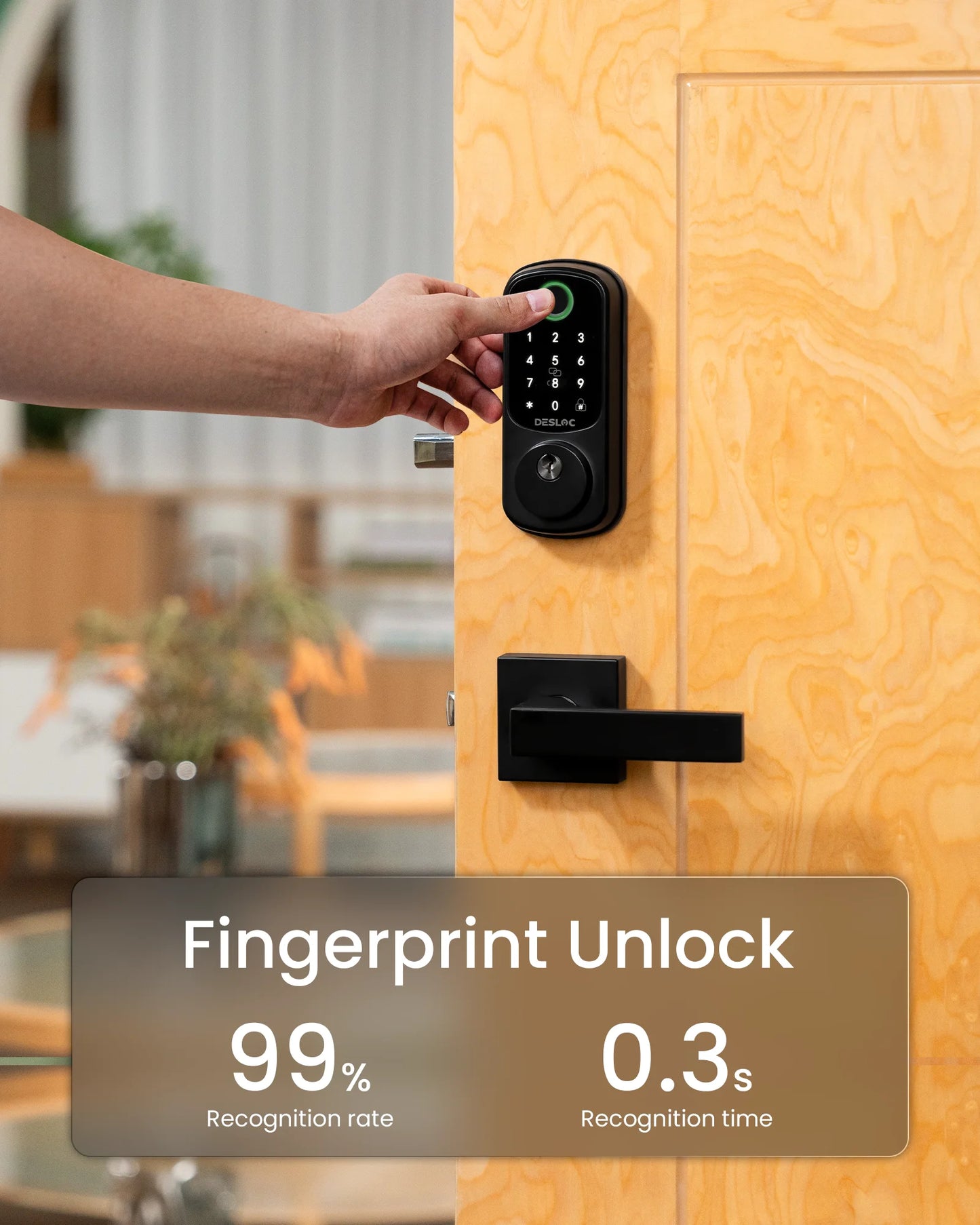 Fingerprint Smart Door Lock with 2 Lever Handles, App Control,