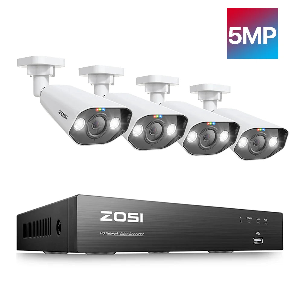 I 8MP CCTV System 8CH H.265+ 4K Ultra HD PoE NVR Kit Spotlight Siren Outdoor