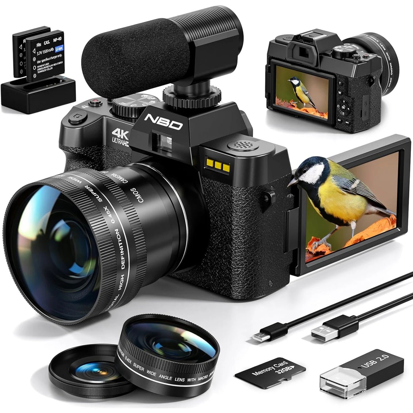 Digital Camera 48MP 4K Video Camera 3.0 Inch Flip Screen Camcorder