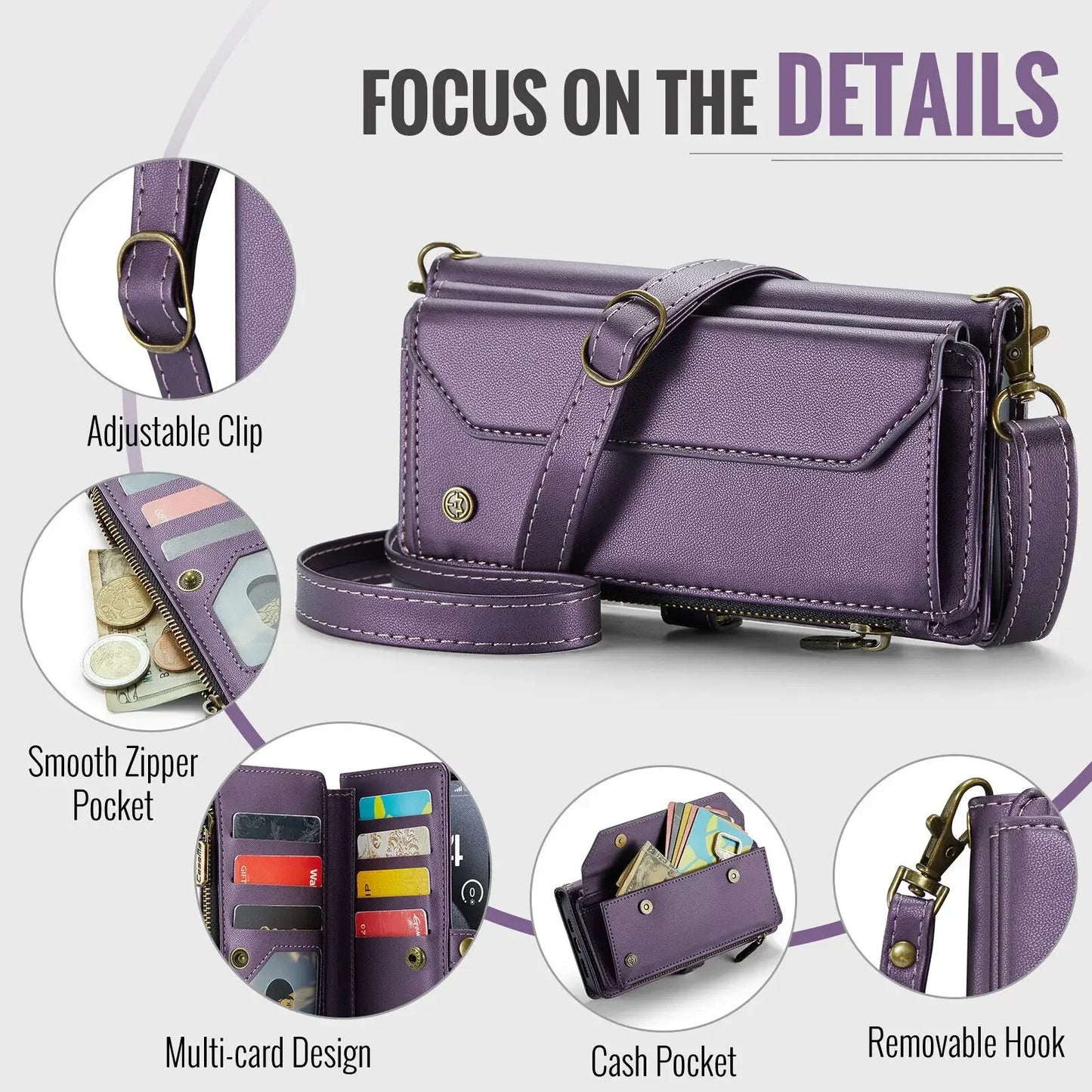 Crossbody for iPhone 16 15 14 13 12 11 Pro Max XS XR SE Case Wallet Card Holder