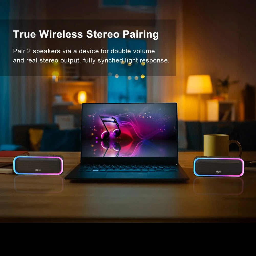 DOSS Bluetooth 5.0 Speaker Powerful 20W Stereo Sound Extra Bass Sound