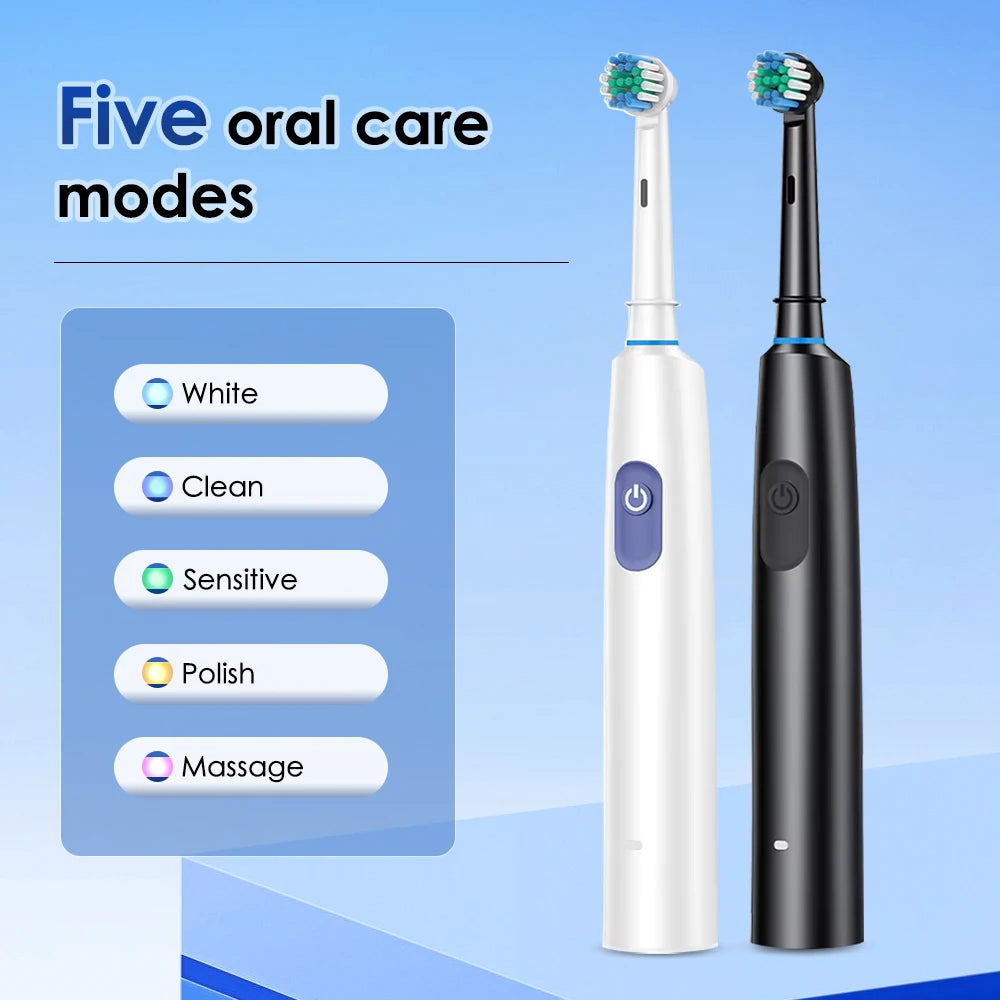 Smart Rotating Timing Electric Toothbrush, Rechargeable Rotary Toothbrush