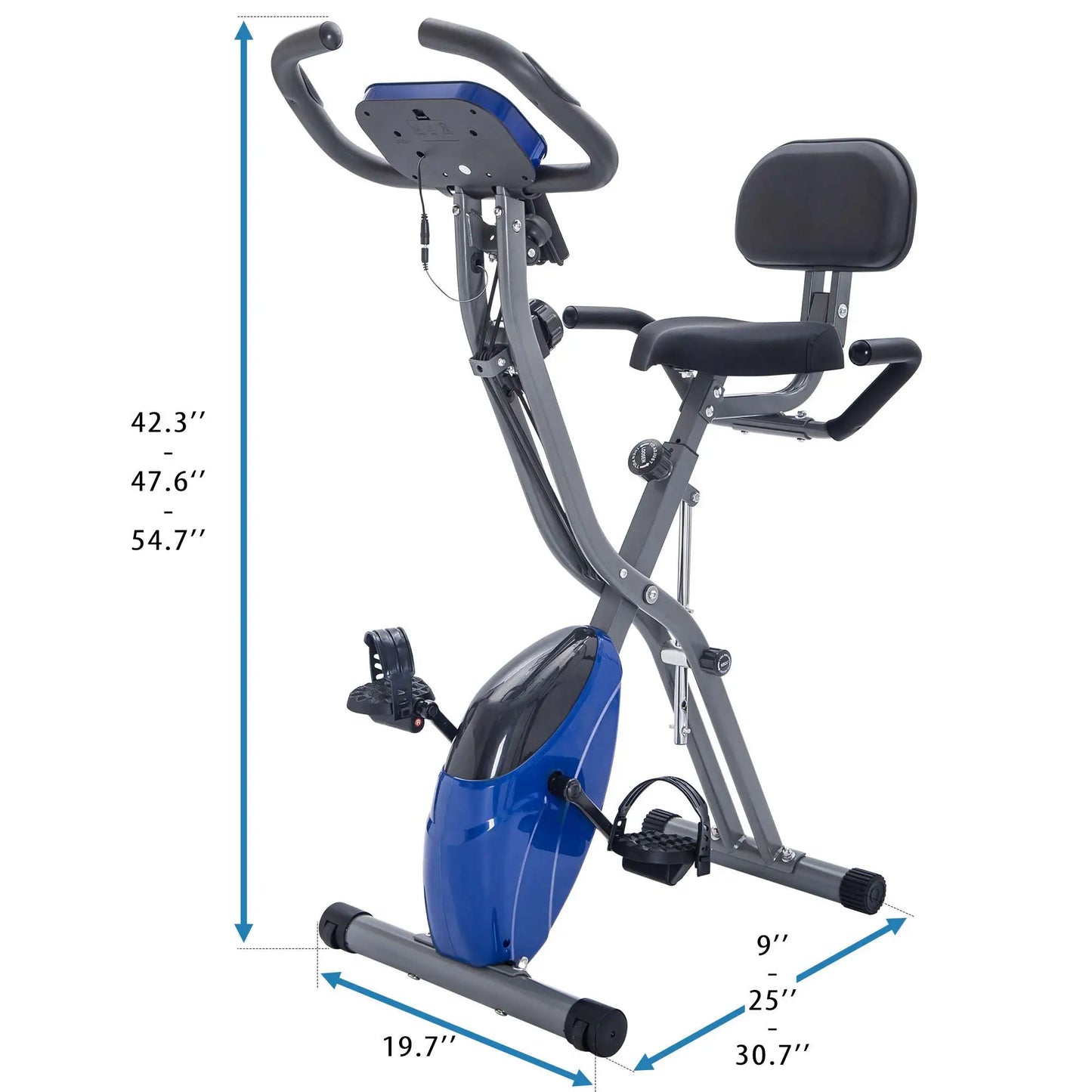 Metal Folding Exercise Bike Upright and Horizontal for Home Fitness