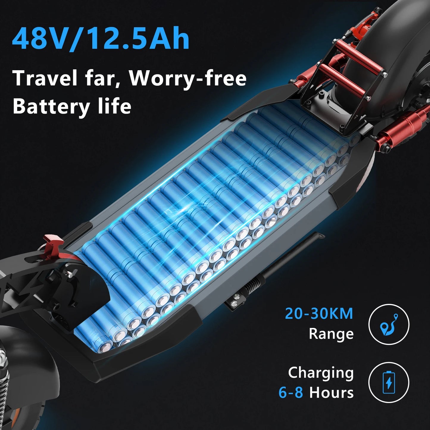 A1 Foldable Electric Scooter Peak 800W Motor 48V/12.5 AH E-Scooter Max Speed 45KM