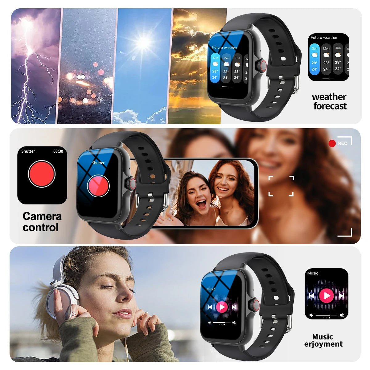 Smart watch with multiple sports modes, can make and receive calls,