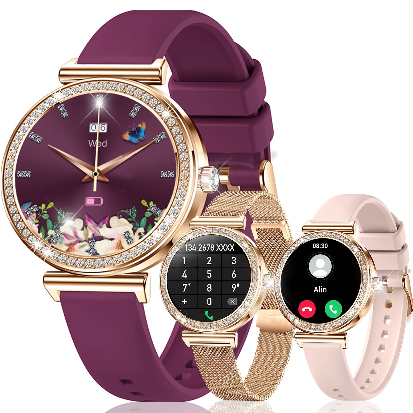 Women Smart Watch(Wireless Calls),1.29" Touchscreen Smartwatch for iPhone/Android with Sport Modes,