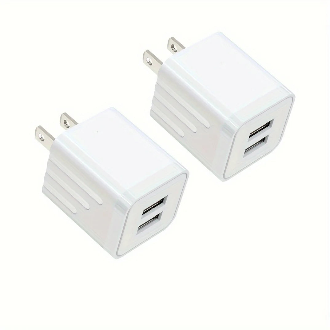 2.1A Dual Port USB Plug Power Adapter Charger Block Plug Cube