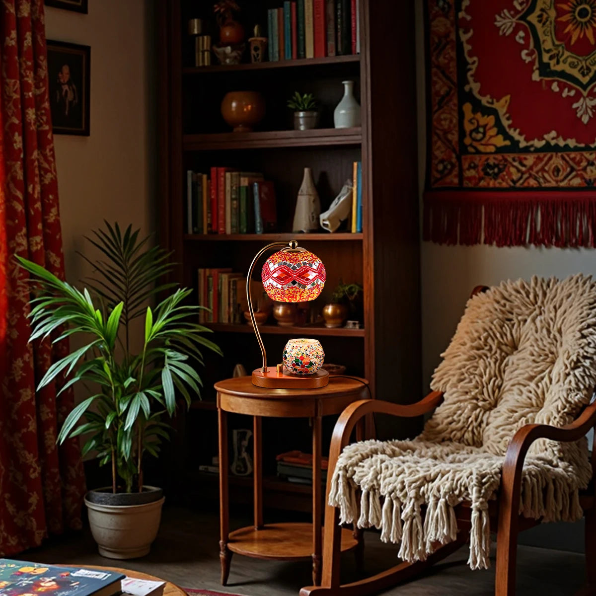 Bohemian style bedside lamp, 3 colors, hand-colored glass table lamp,