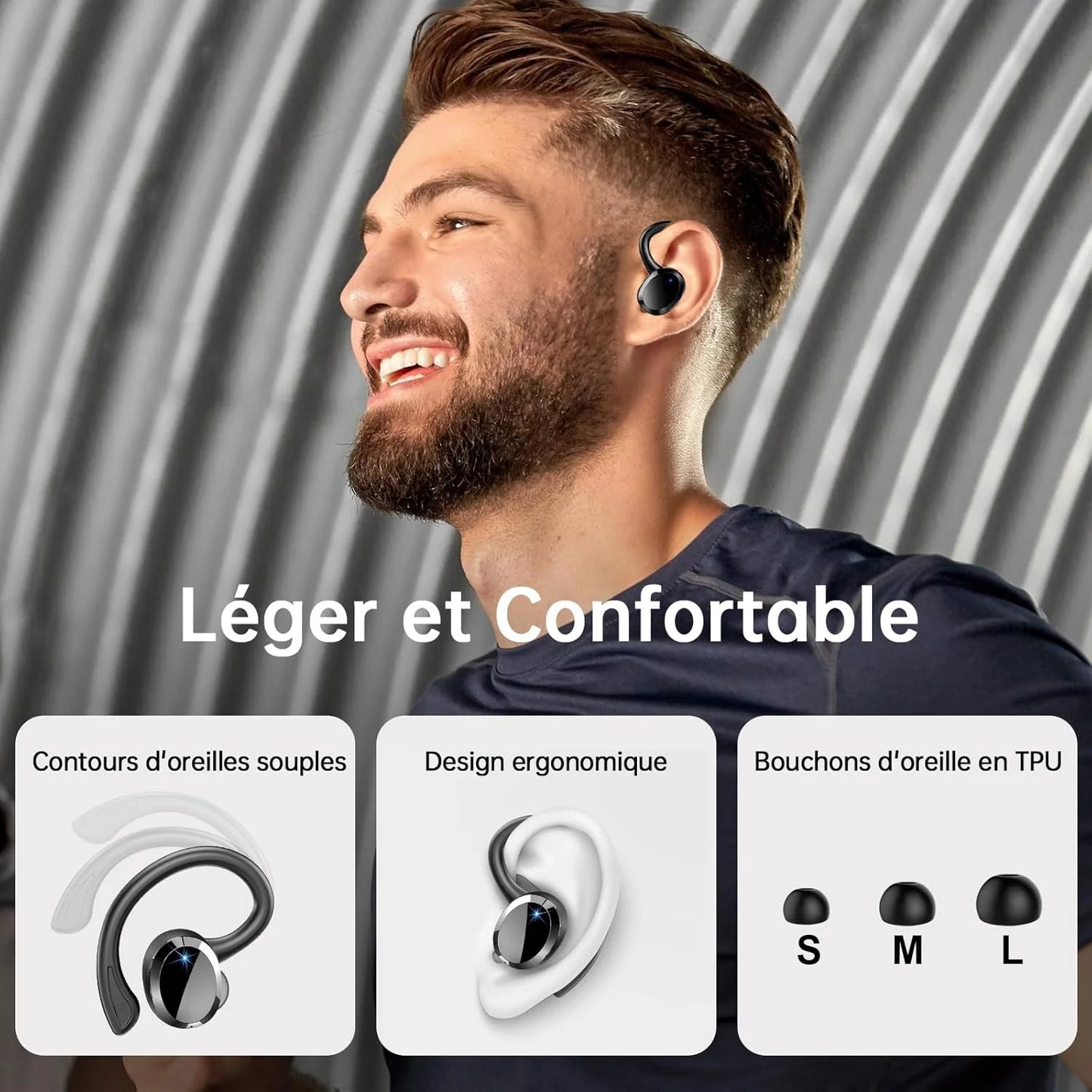 Wireless Earbuds, Bluetooth On-Ear Headset, Noise Cancelling.