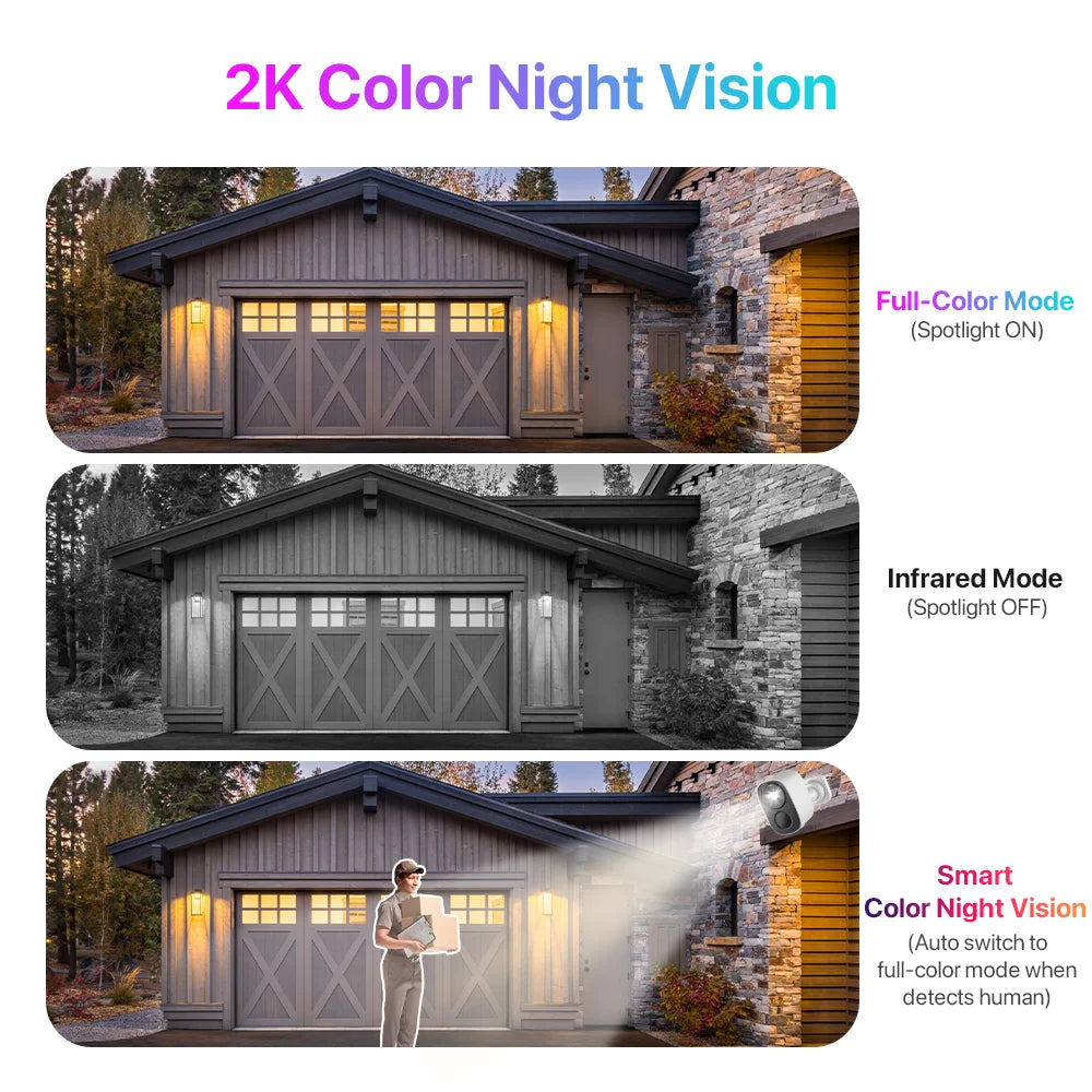 cam 2K Solar Security Cameras Wireless Outdoor Battery Powered Security Camera