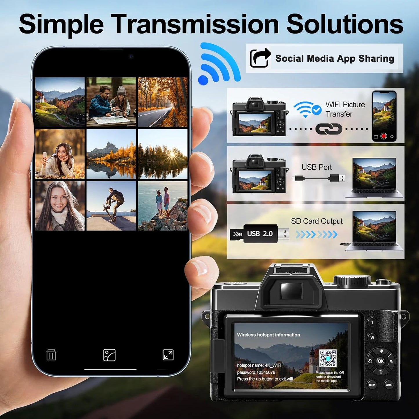 Digital Camera 48MP 4K Video Camera 3.0 Inch Flip Screen Camcorder