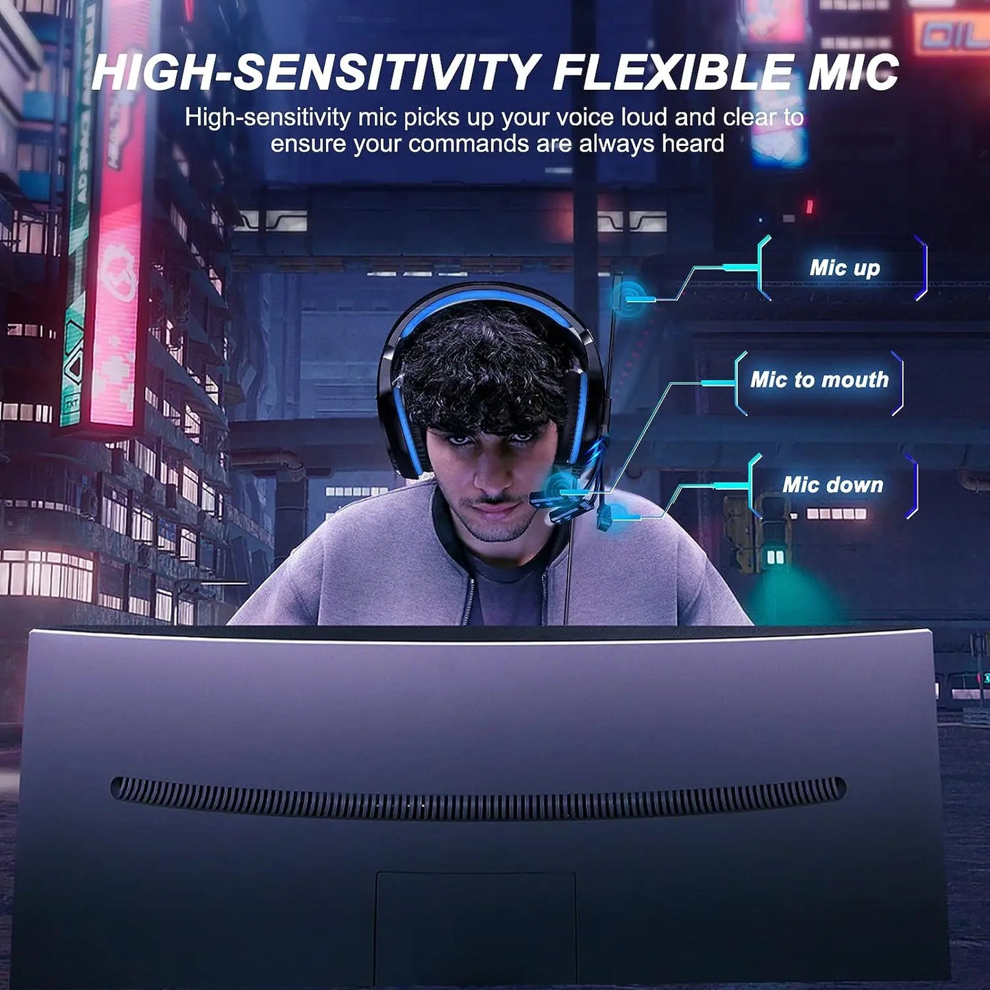 3.5mm Wired Gaming Headphones With Microphone 120° Adjustable
