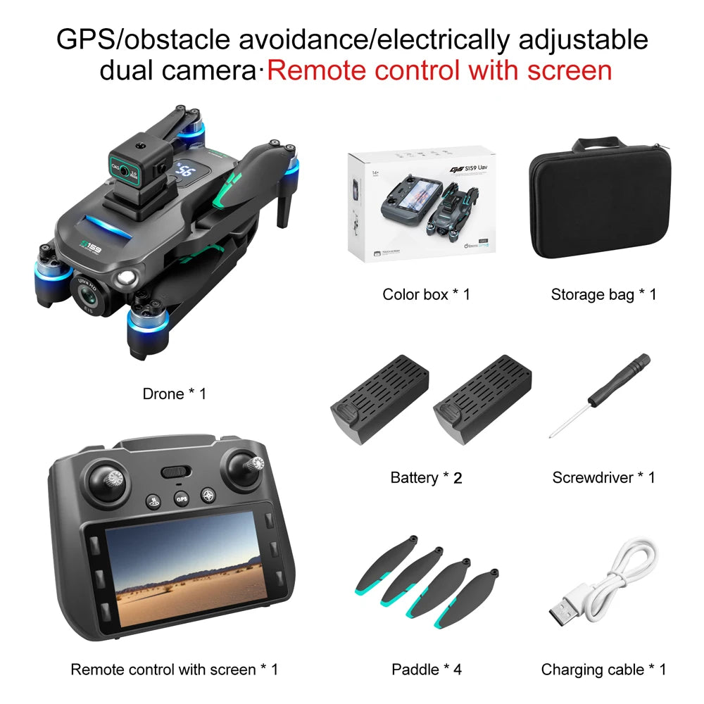 2025 Long-Endurance (2Batteries 45min) GPS Drone Dual Cameras LCD Remote