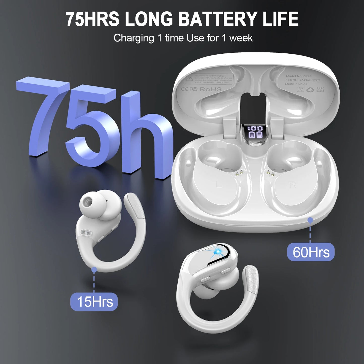 Wireless Earbuds, Bluetooth 5.3 Headphones Sport, Bluetooth Earbuds