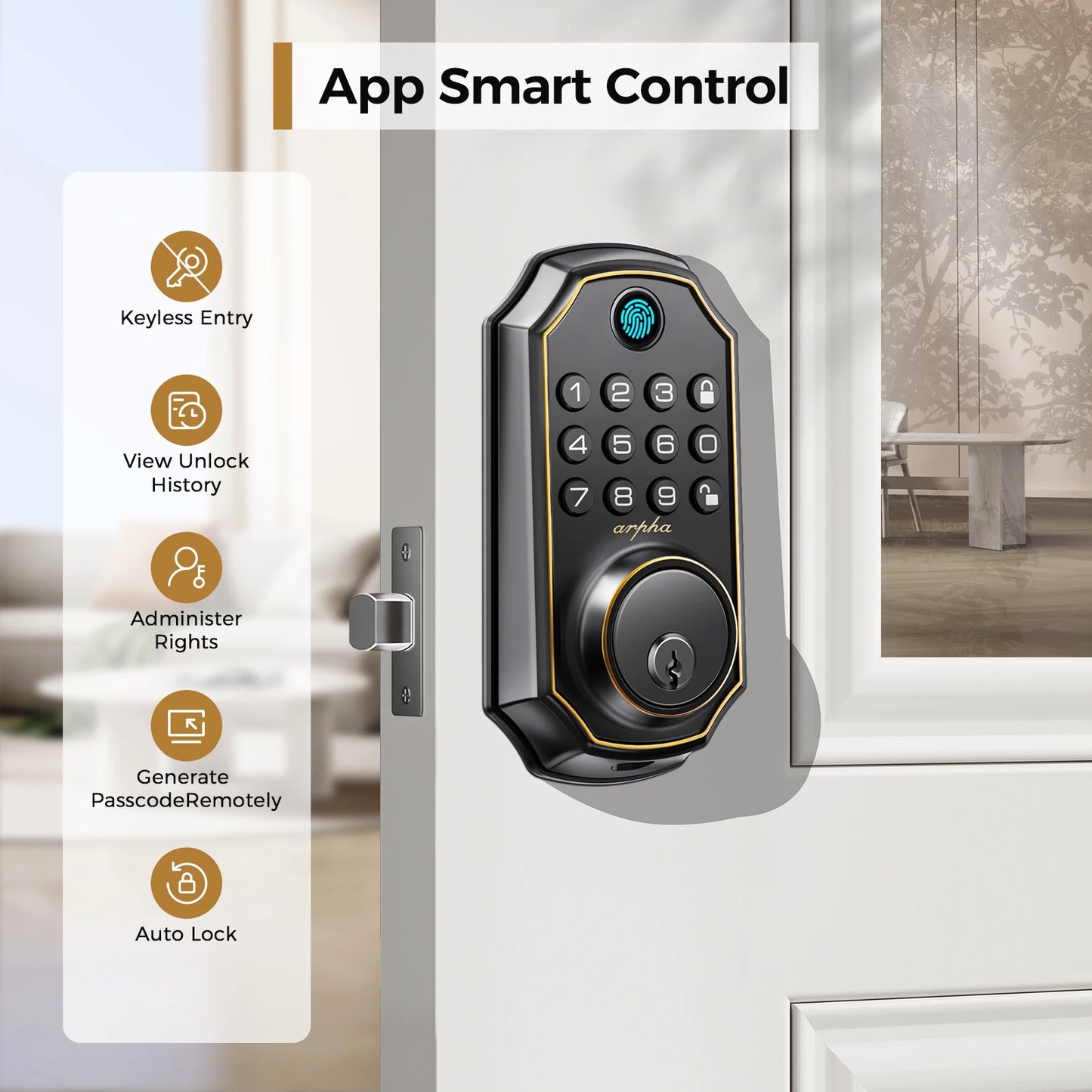 Keyless Entry Door Lock 5-in-1 Smart Fingerprint Deadbolt with Keypad