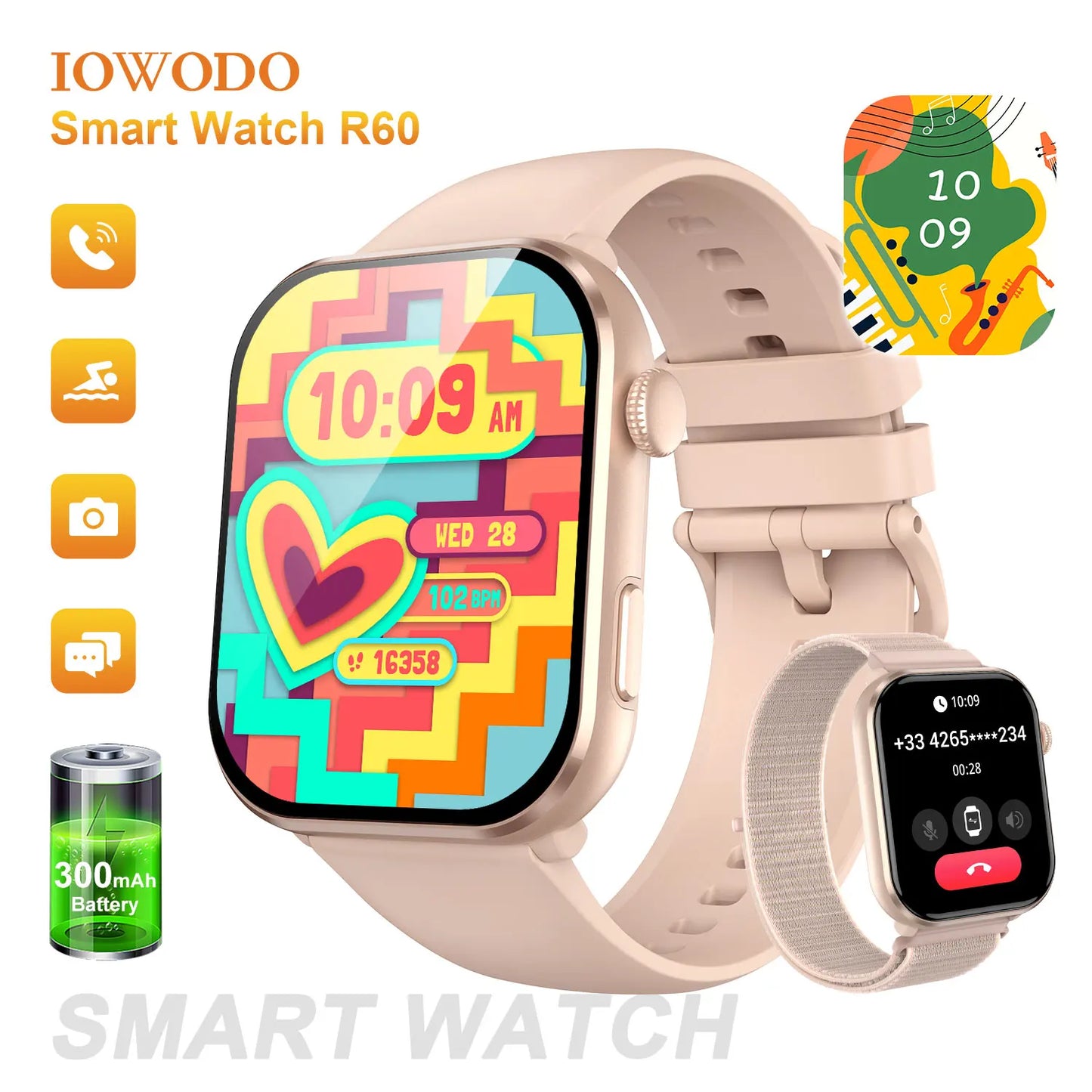 New Bluetooth Smartwatch 1.96'' AMOLED HD Display Men Women Smart Watches