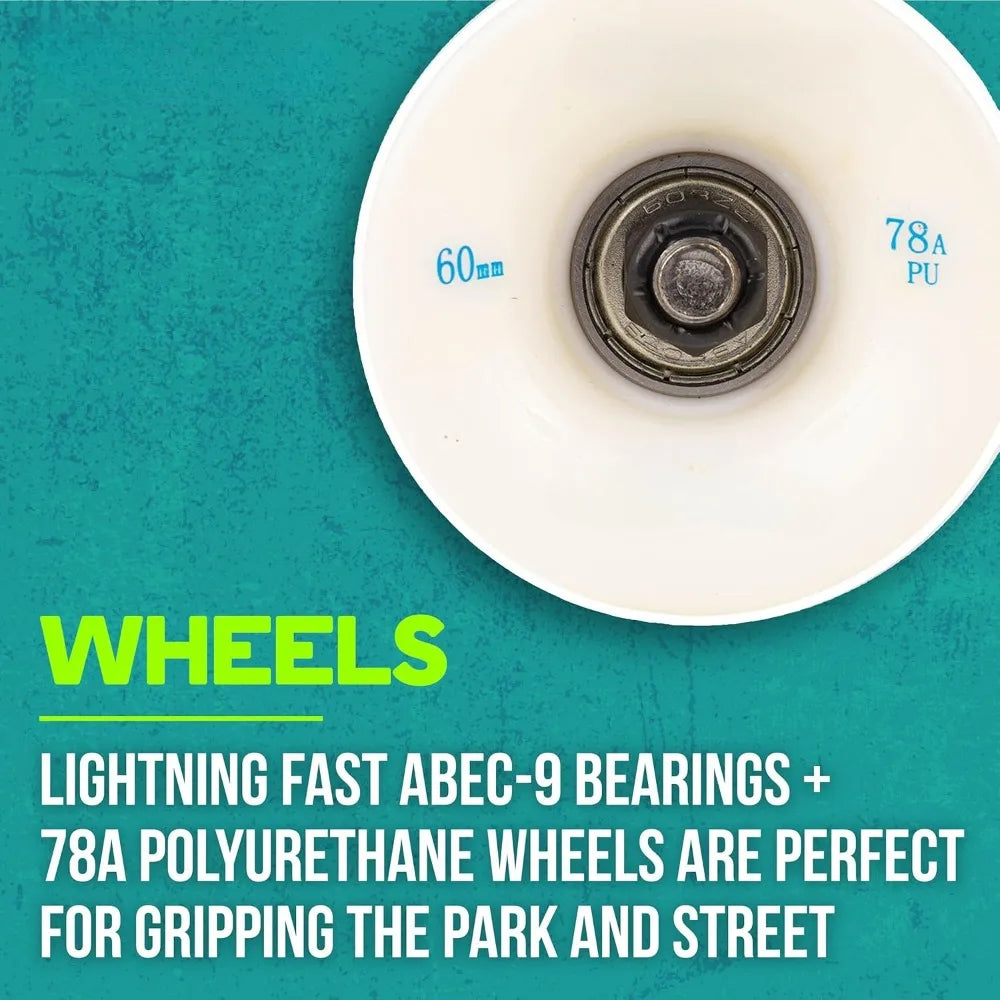 Skateboard -24 Inches -27.5 Inches Sturdy 7-layer Canadian Maple Complete Skateboard -60mm PU Wheels with High-speed ABEC