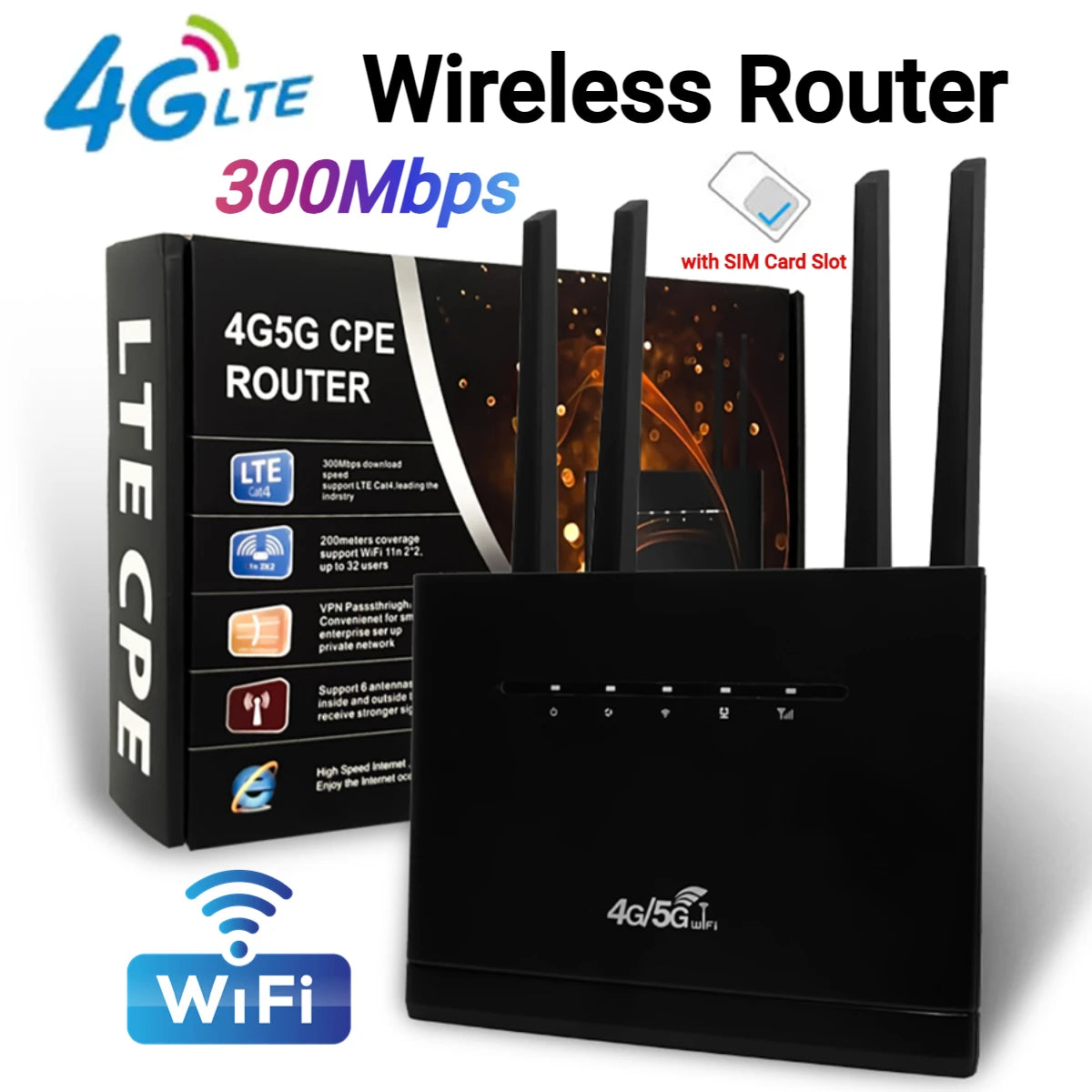 4G Wireless Router 300Mbps 4G LTE CPE Router Modem