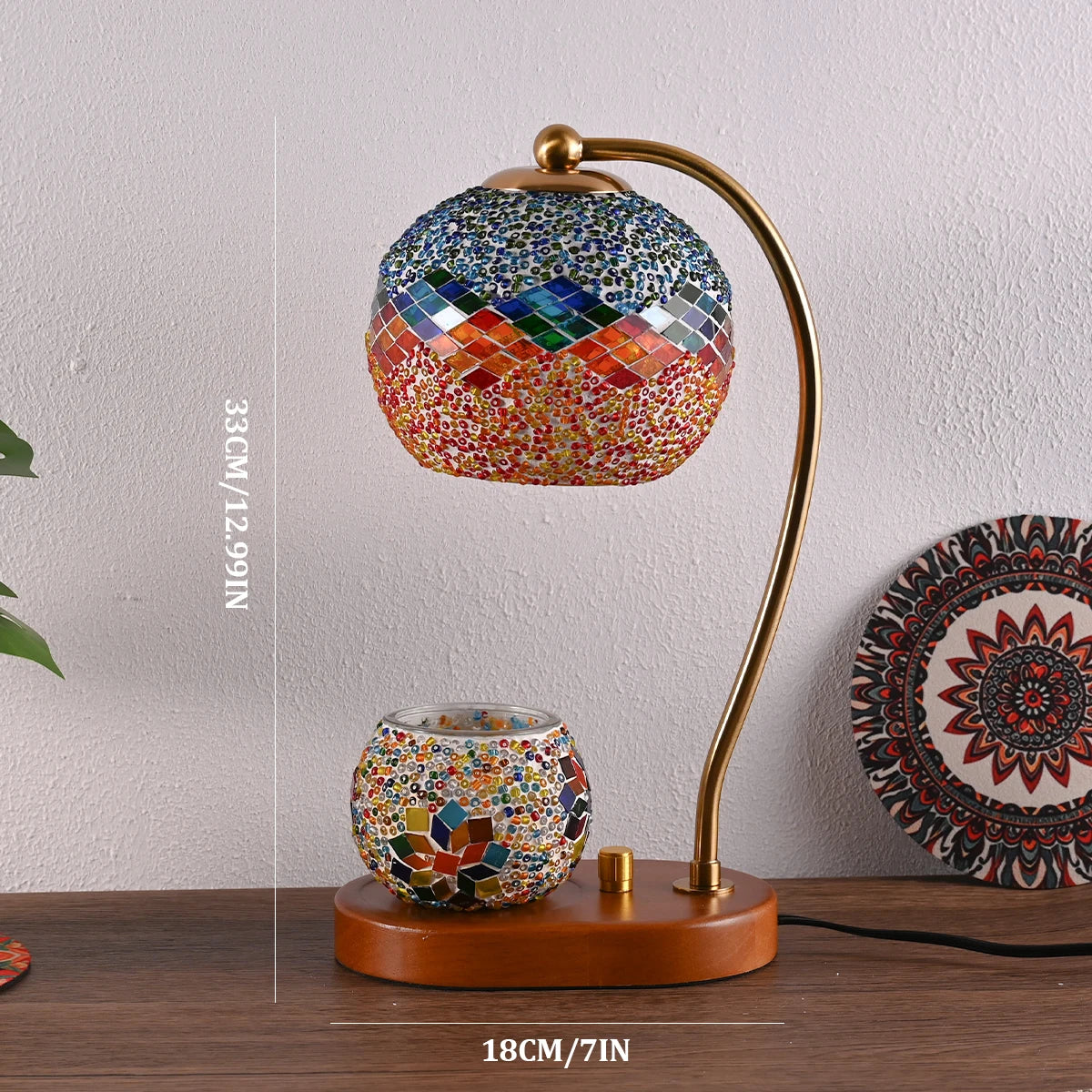 Bohemian style bedside lamp, 3 colors, hand-colored glass table lamp,