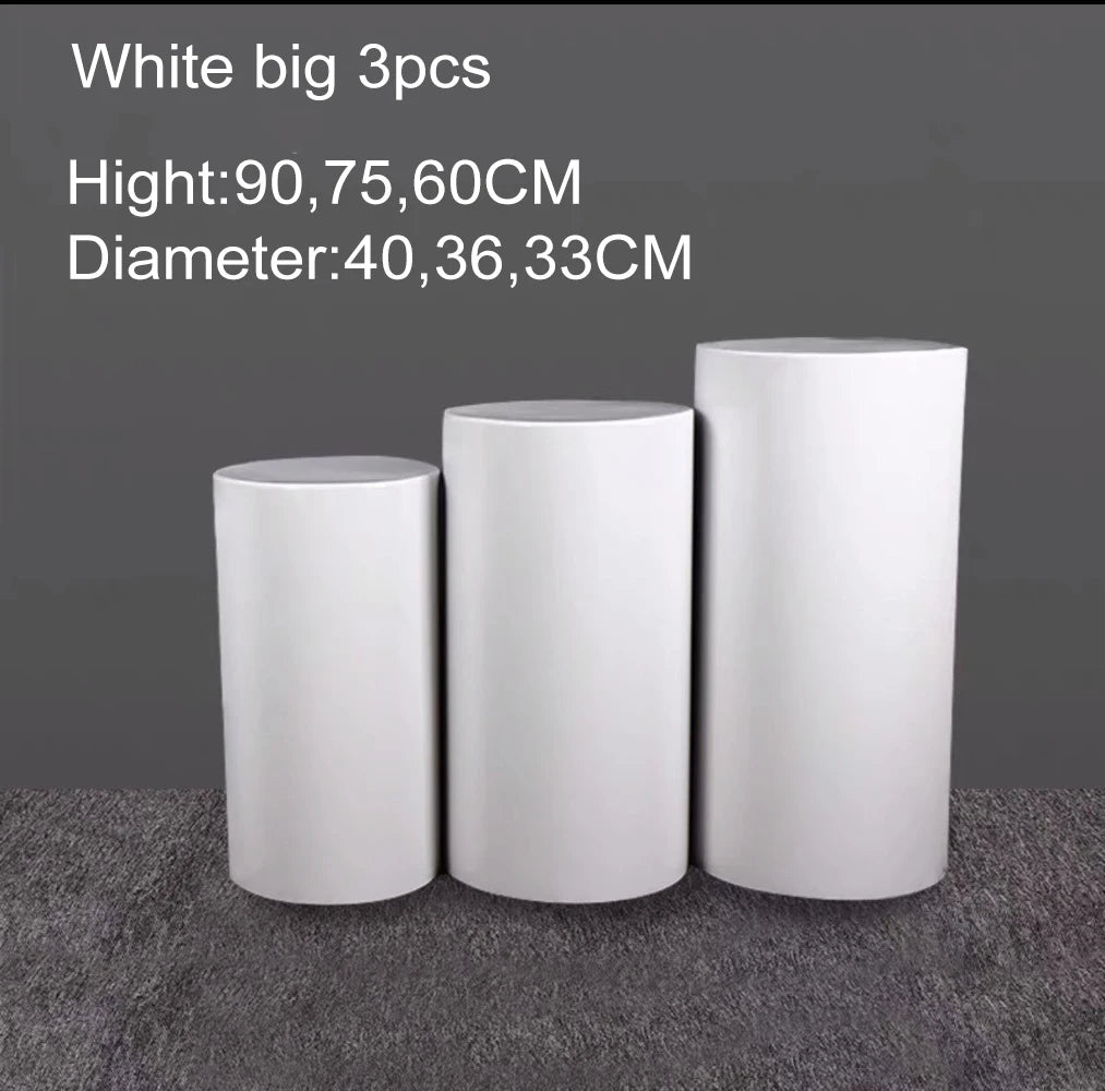 US Delivery 3/5pcs White Cylinder Table Pedestal Stand Decor Backdrop for Party Wedding Decorations Holiday