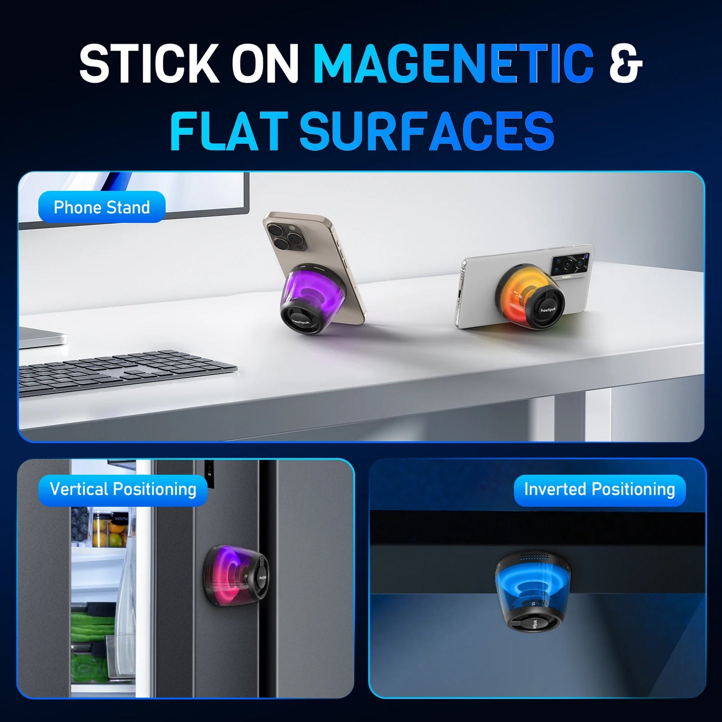 Cyber Style Magnetic Wireless Mini Speaker, 5.1 Surround Sound,