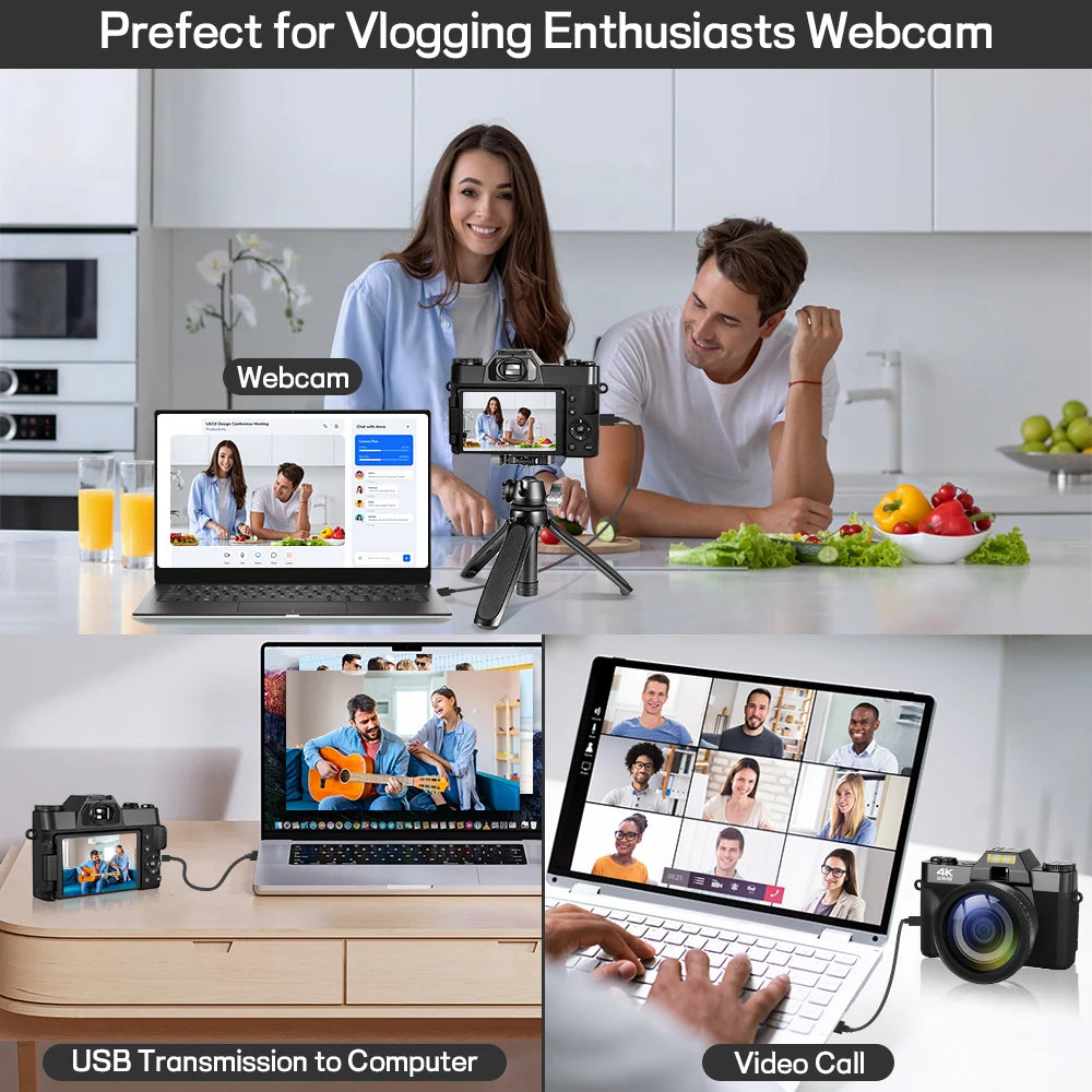 Compact Digital Photography Camera 4K WIFI Webcam Retro