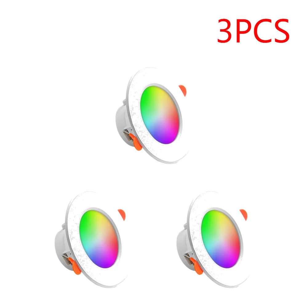 1-16PCS 10W Smart LED Downlight Bluetooth Ceiling Lamp Remote Control Color Changing light for Google Alexa Hom