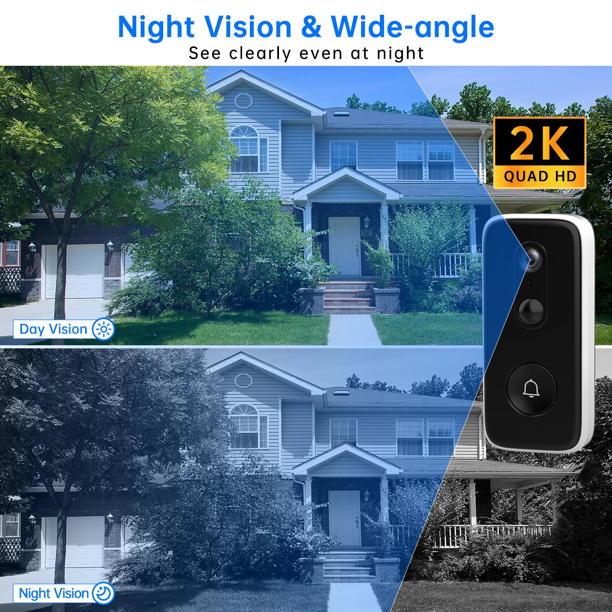 2K Intelligent WiFi Doorbell With Camera Smart Home WiFi Video