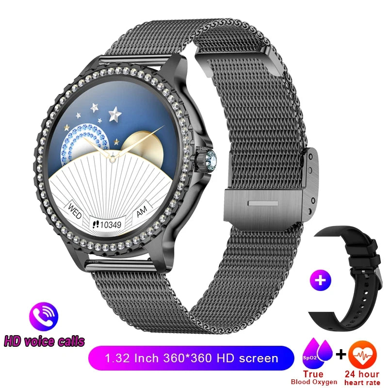 Mijia Women Smart Watch True Blood Oxygen HD Screen Diamond Bracelet Bluetooth