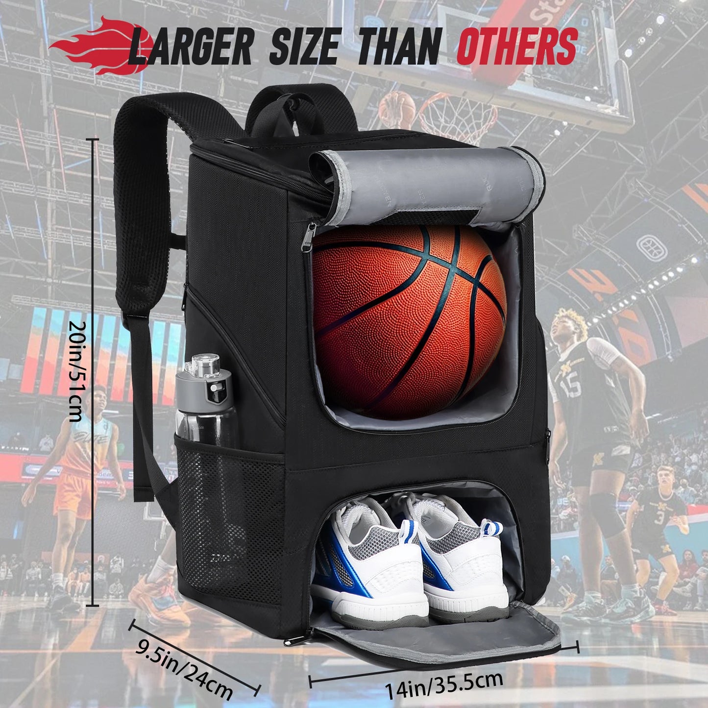 Sports Training Equipment Basketball Backpack with Separate Ball holder