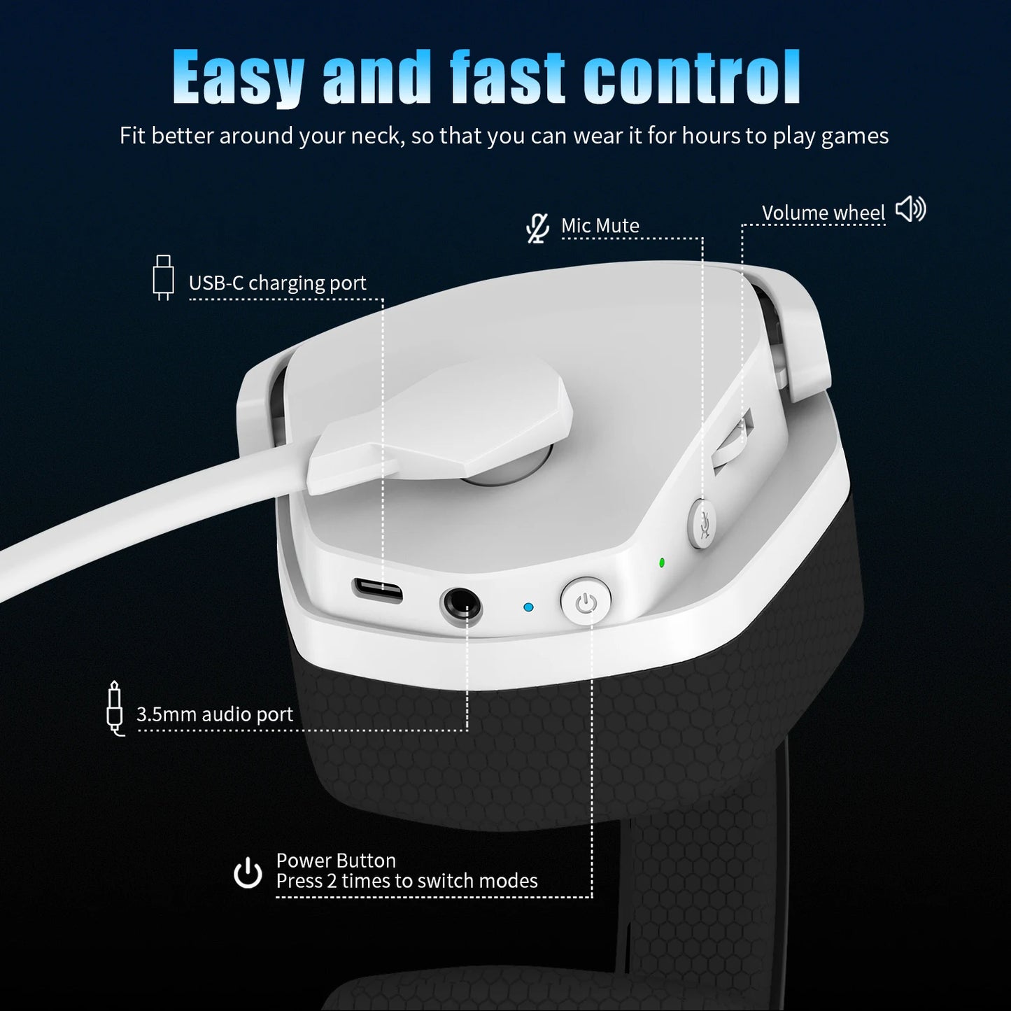 2.4G Dual Wireless Gaming Headset 5ms Low Latency 7.1 Surround