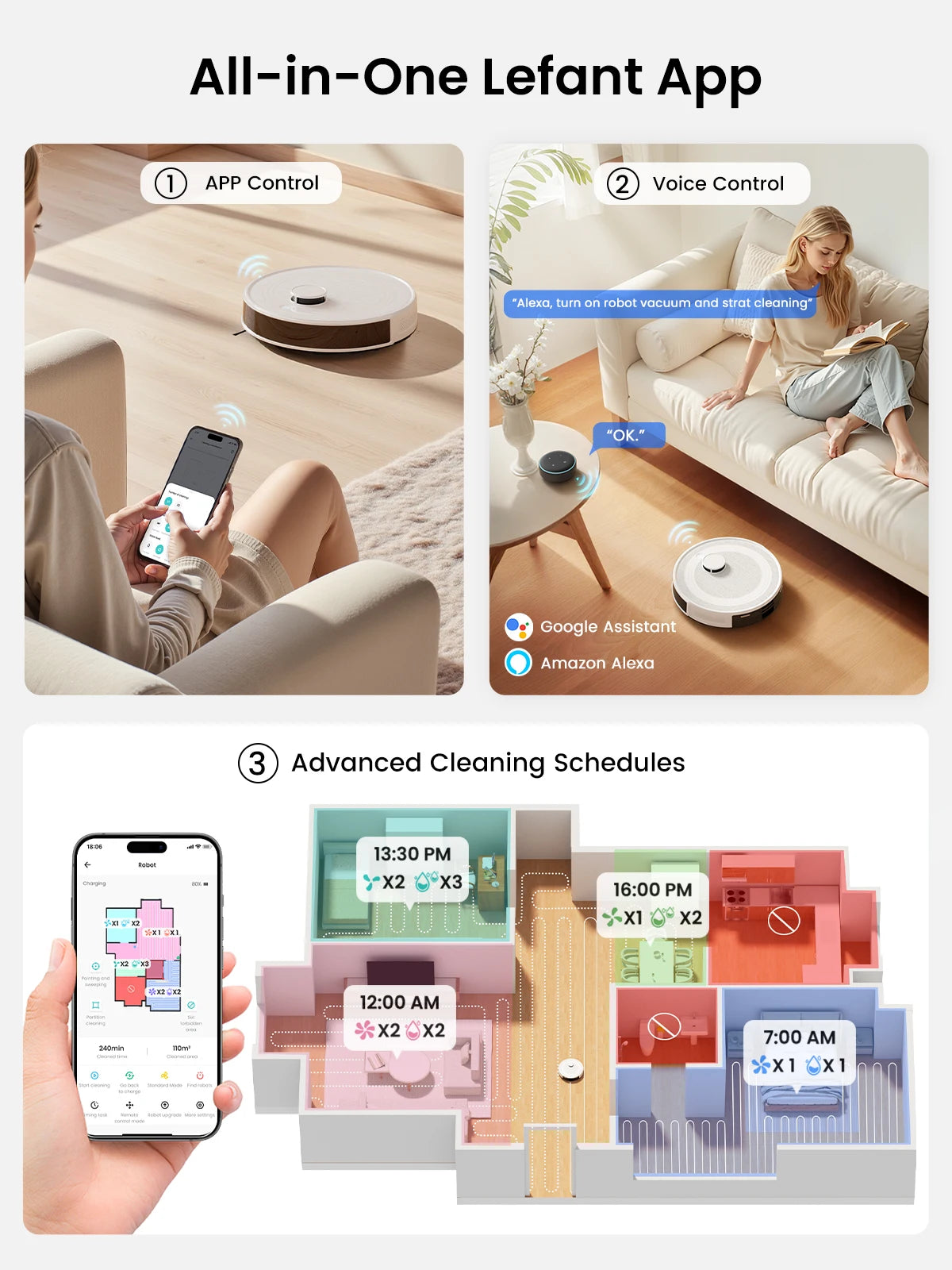 M2 Pro Lefant Robot Vacuum and Mop Combo,Self-Emptying with Robotic Vacuum Cleaner with Precision Mapping,