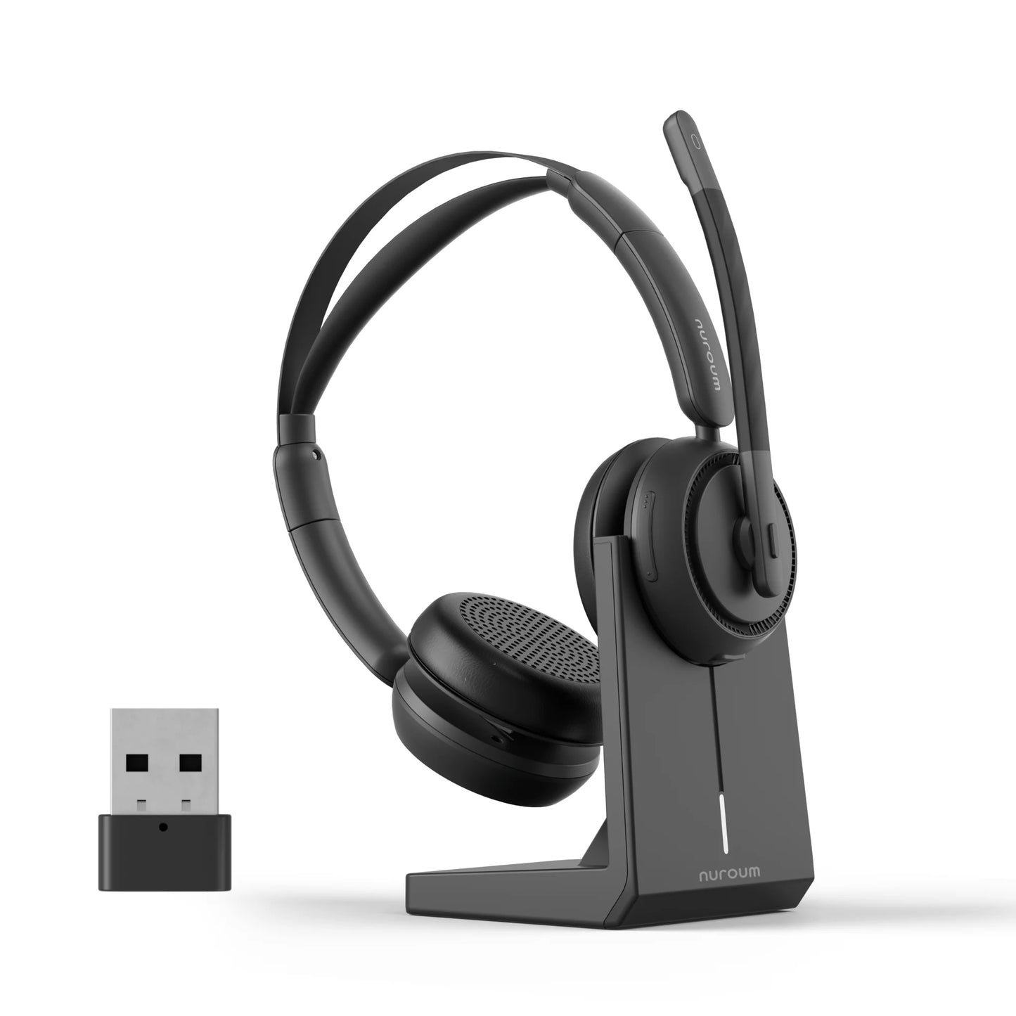 Wireless AI Noise Cancellation Headset With Charging Stand Mics Bluetooth USB