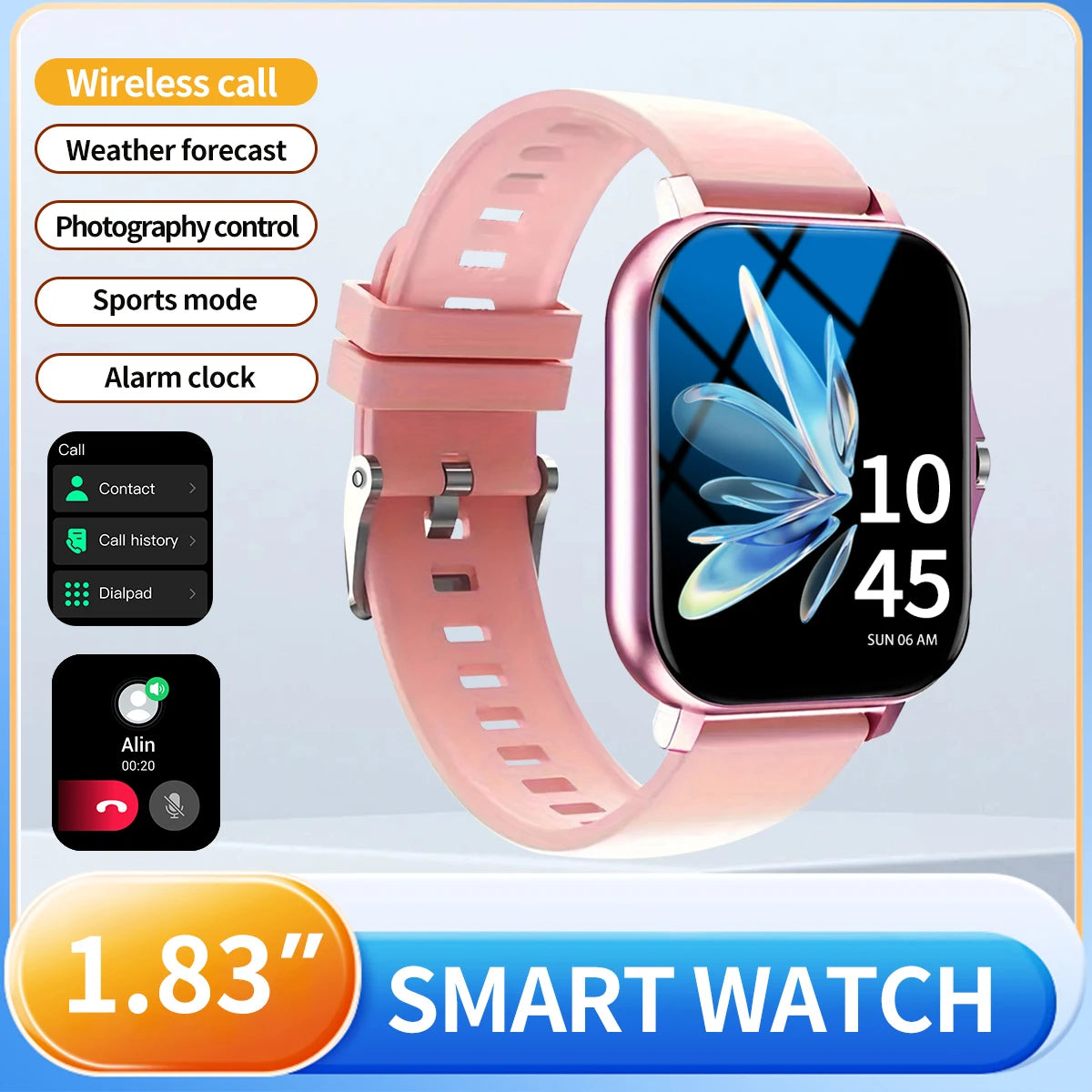 Outdoor sports smartwatch, wireless calling, information reminder, men's and women's