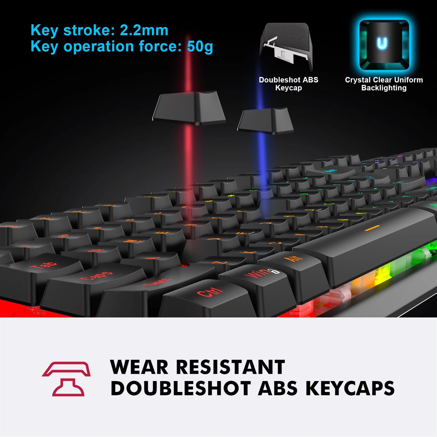 Gaming Keyboard, 104 Keys Wired, with RGB Backlit, for Windows Laptop PC black