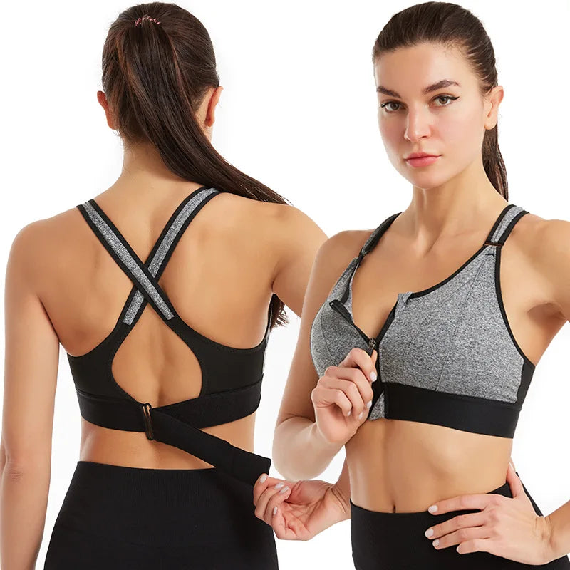 Adjustable Front-Zip Sports Bra. It's a shockproof, wire-free