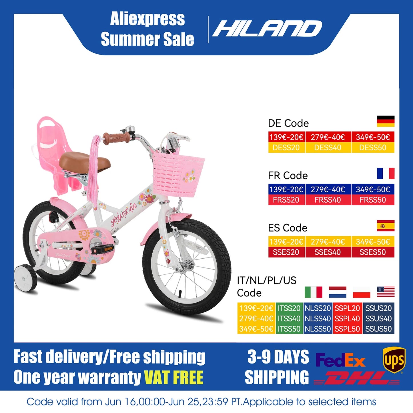 Little Daisy Kids Bike for Girls Ages 2-7 Years, Bikes with Doll Bike Seat
