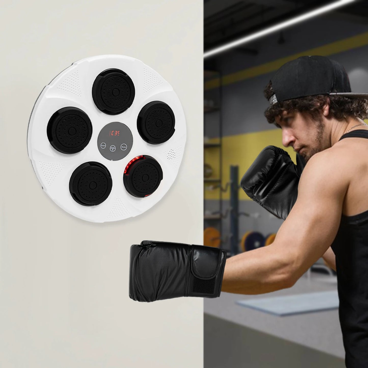 Music Boxing Machine with Gloves, Electronic Training Equipment