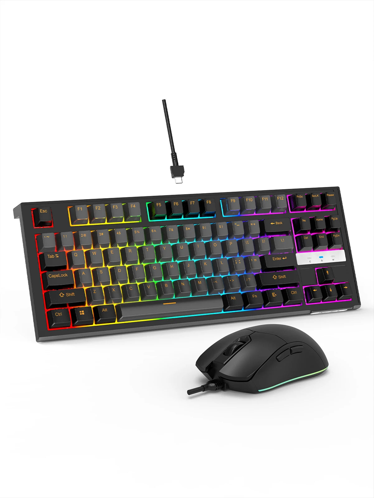 Gaming Keyboard, 104 Keys Wired, with RGB Backlit, for Windows Laptop PC black