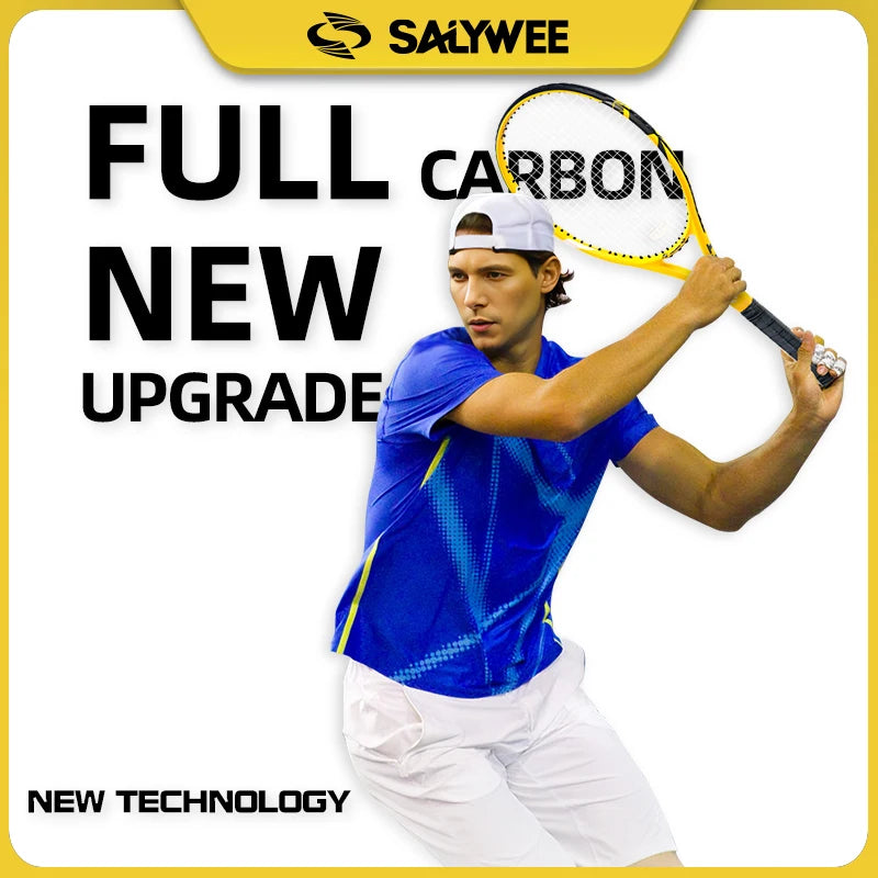 100% Full Carbon Fiber Tennis Racket 60lbs Pre-Strung, Overgrip