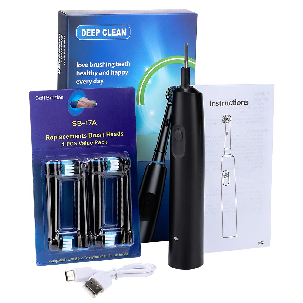 Smart Rotating Timing Electric Toothbrush, Rechargeable Rotary Toothbrush
