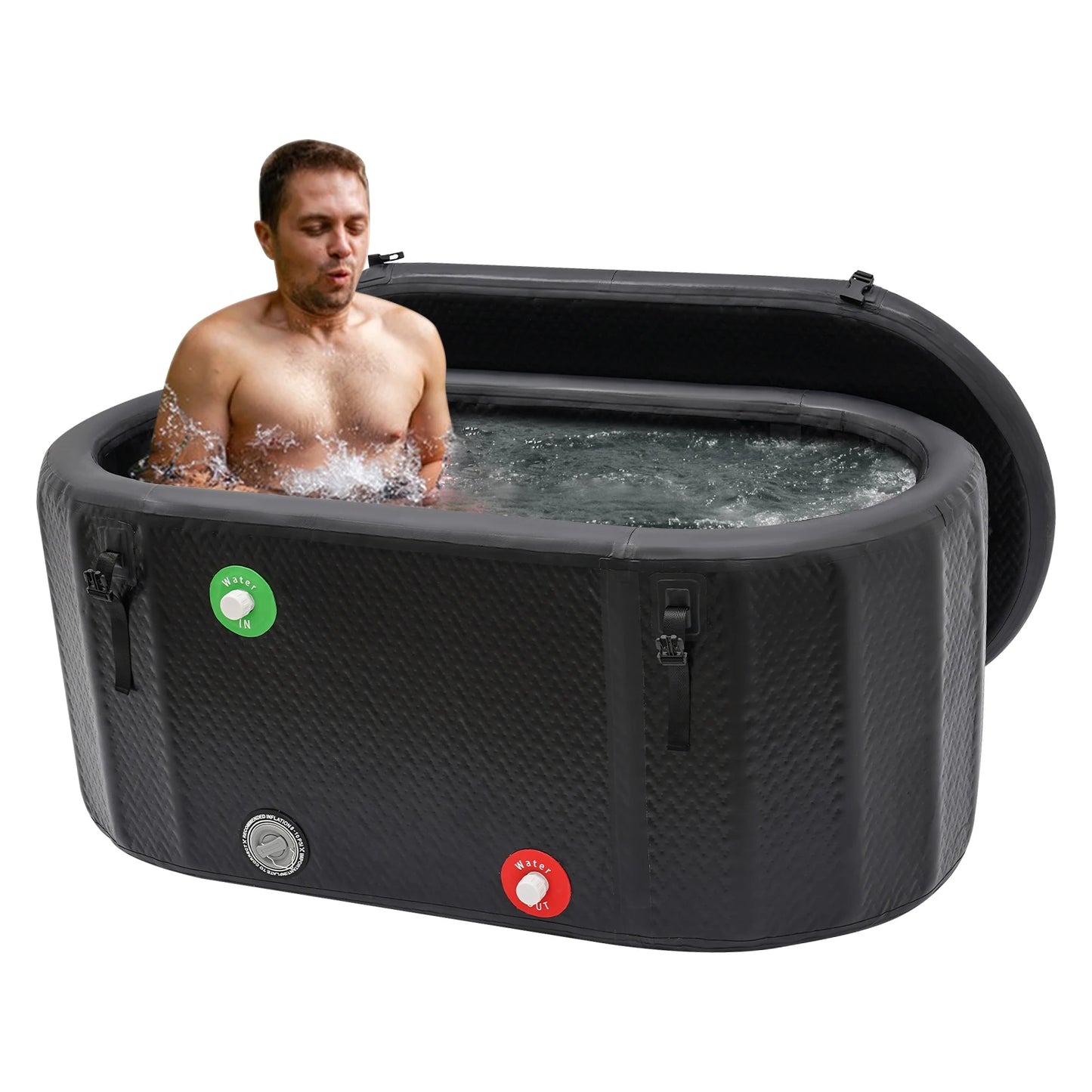 Inflatable Ice Bathtub for Athletes, 150*80*67cm 370L Portable Freestanding Ice Bath Tub with Inflation Pump