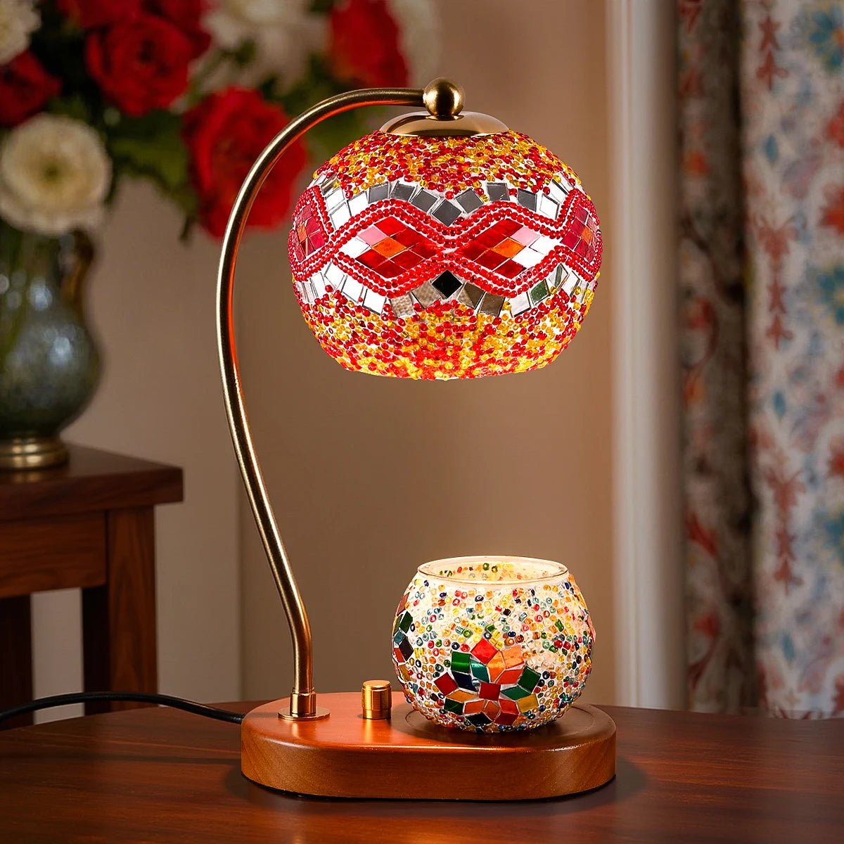 Bohemian style bedside lamp, 3 colors, hand-colored glass table lamp,