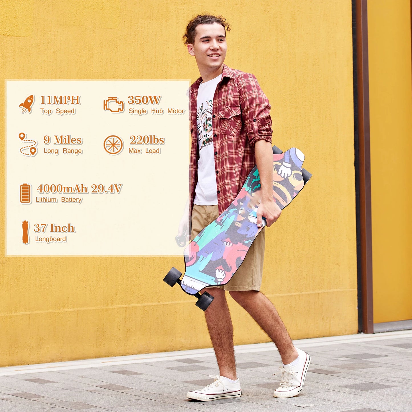 Electric Skateboards with Remote, 350W Powerful Motor, 12.4MPH