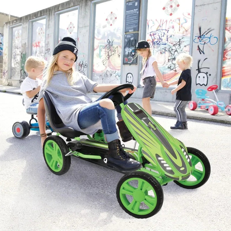 Speedster Pedal Go-Kart for Kids Ages 4-8 with Adjustable Bucket Seat,