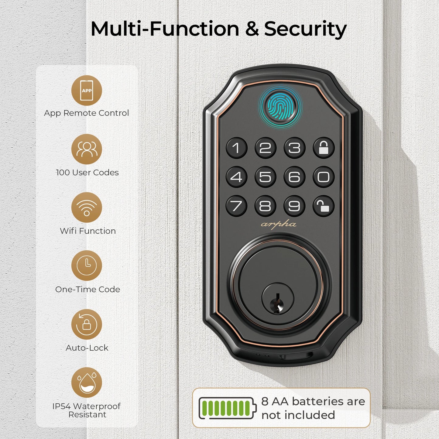 Smart Lock D280W Keyless Entry Door Lock Fingerprint Bulit-in WiFi