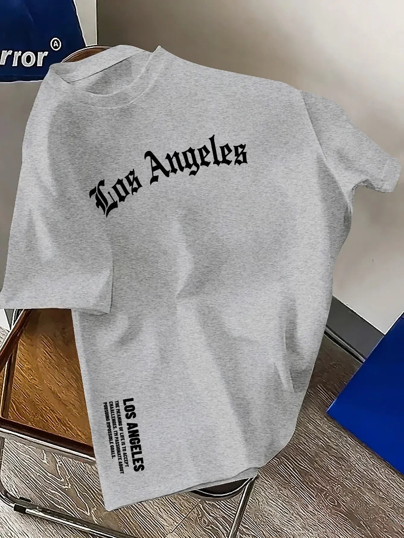 Men's Summer 100% Cotton Fashion Los Angeles Letter Printed Loose Large Casual