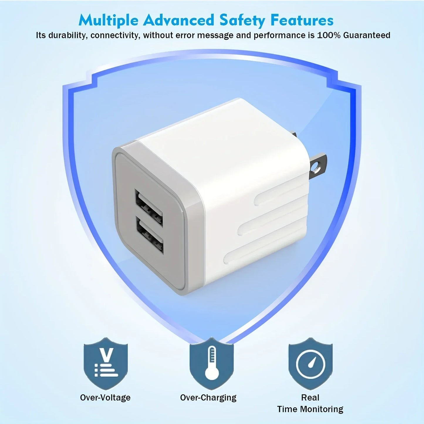 2.1A Dual Port USB Plug Power Adapter Charger Block Plug Cube
