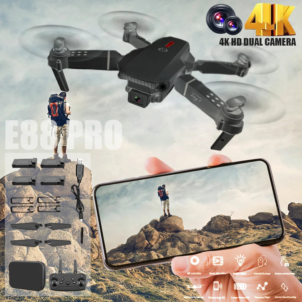 2025 E88 New HD Dual Camera Dron-Ultra Long Life 4K Video Capability,